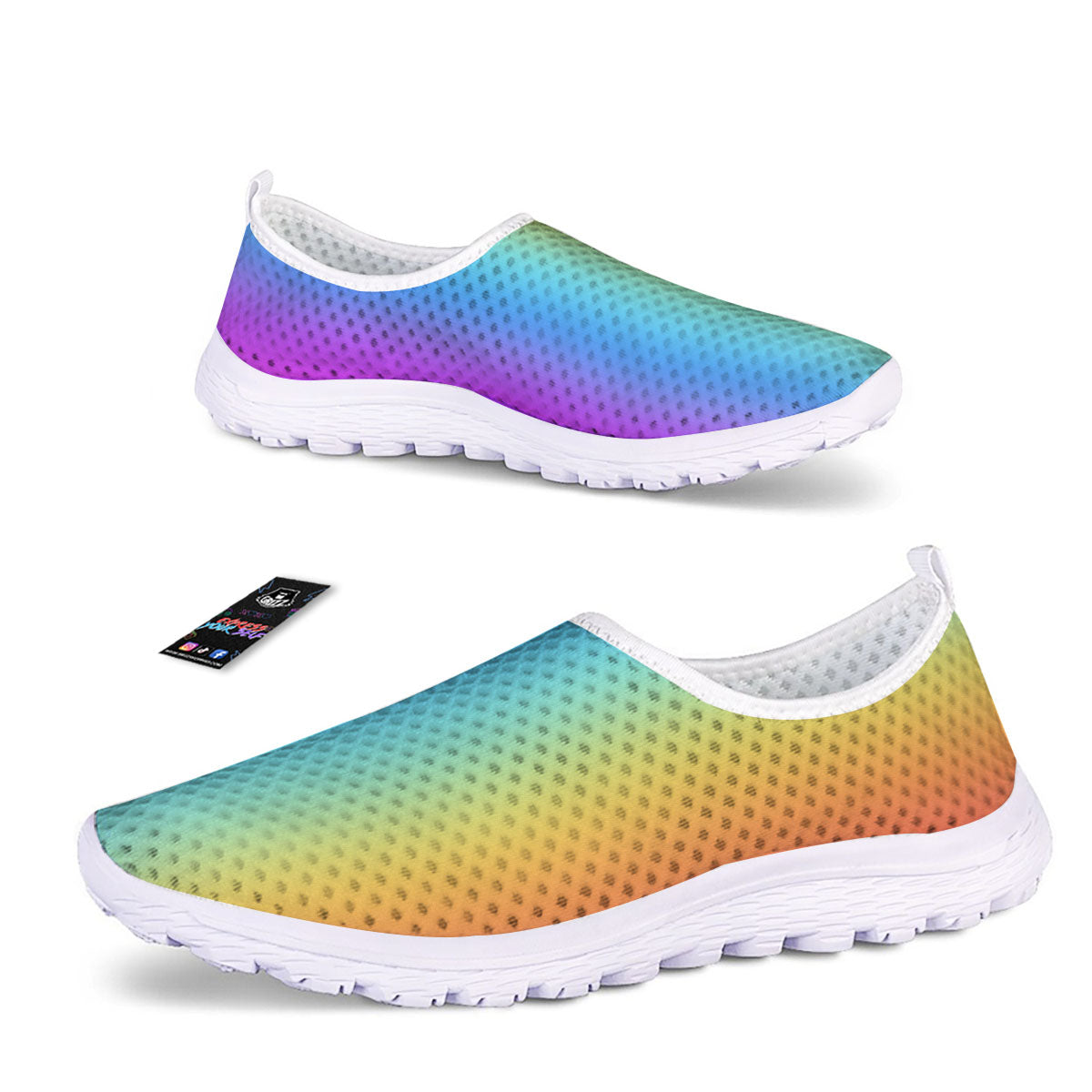 Gradient Rainbow Print Pattern Nurse Shoes-grizzshop