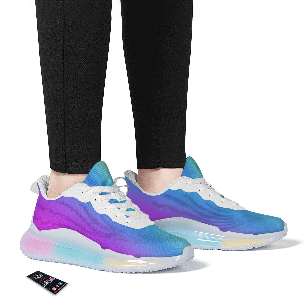Gradient Rainbow Print Pattern Running Sneakers-grizzshop
