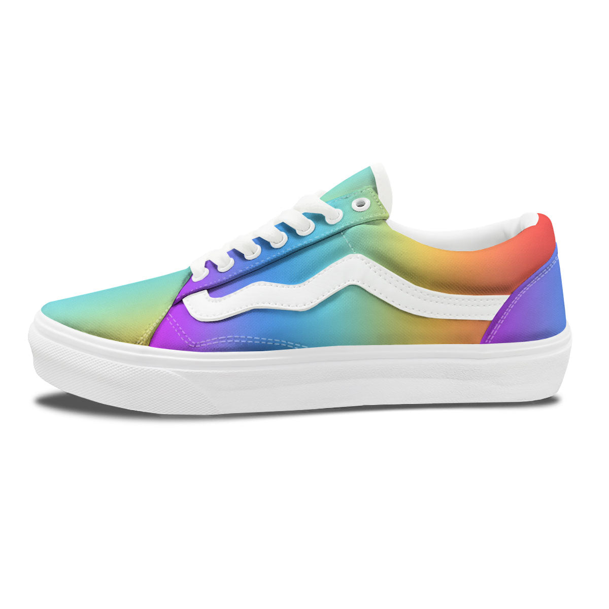 Gradient Rainbow Print Pattern Skate Shoes-grizzshop
