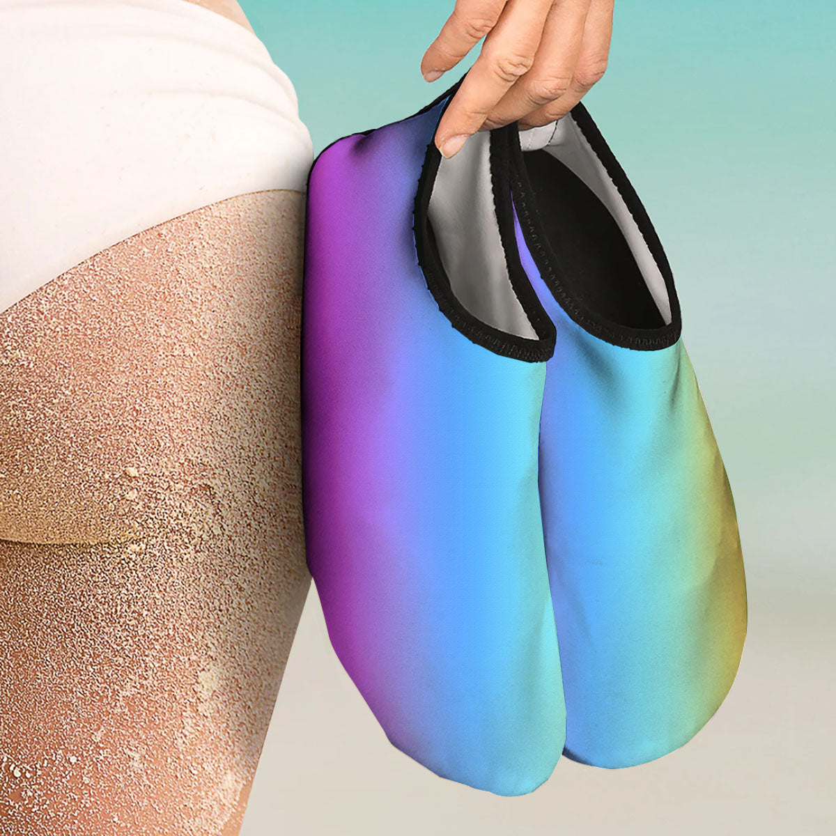 Gradient Rainbow Print Pattern Water Shoes-grizzshop