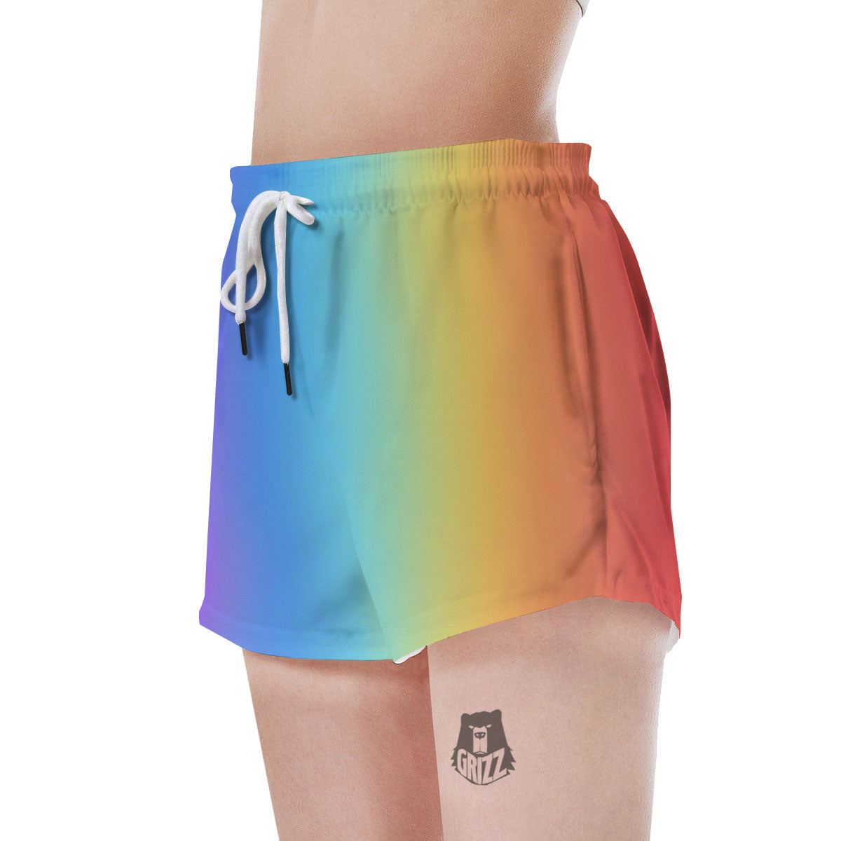 Gradient Rainbow Print Pattern Women's Shorts-grizzshop