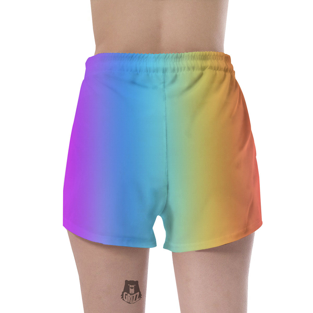 Gradient Rainbow Print Pattern Women's Shorts-grizzshop