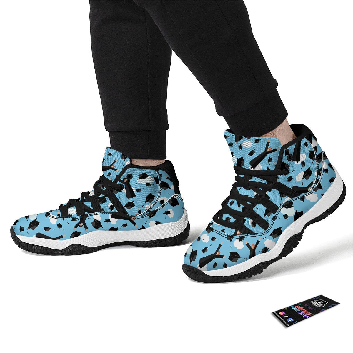 Graduation Day Pattern Print Black Bball Shoes-grizzshop