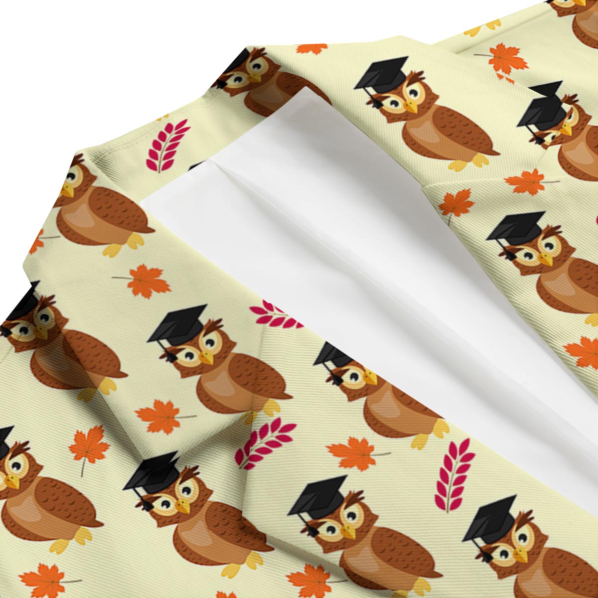 Graduation Owl Pattern Print Men's Blazer-grizzshop