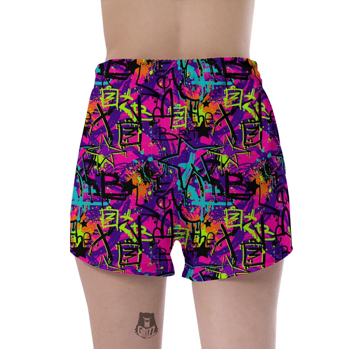 Graffiti Airbrush Print Women's Shorts-grizzshop