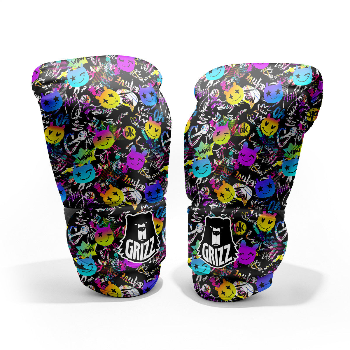 Graffiti Colorful Emoji Faces Print Pattern Pro Boxing Glove