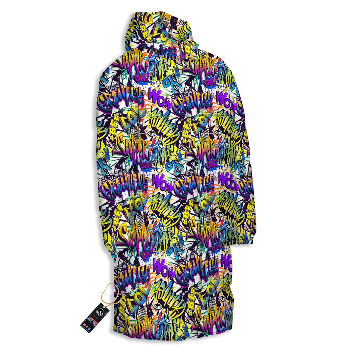 Graffiti Colorful Print Pattern Long Down Jacket-grizzshop
