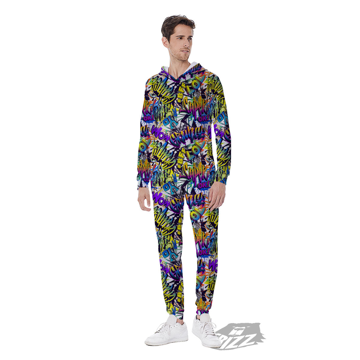 Graffiti Colorful Print Pattern Men's Jumpsuit-grizzshop