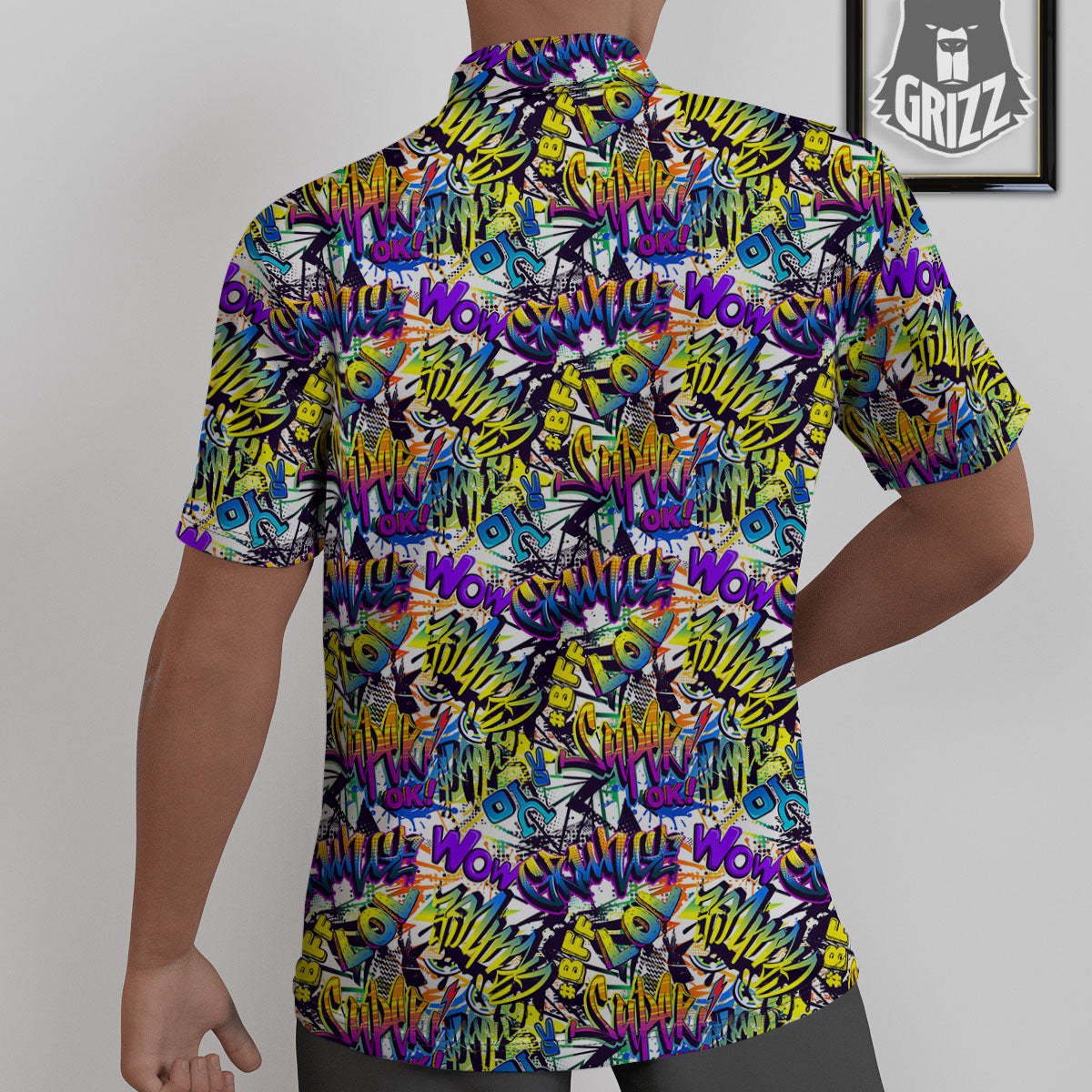 Graffiti Colorful Print Pattern Untucked Shirts-grizzshop