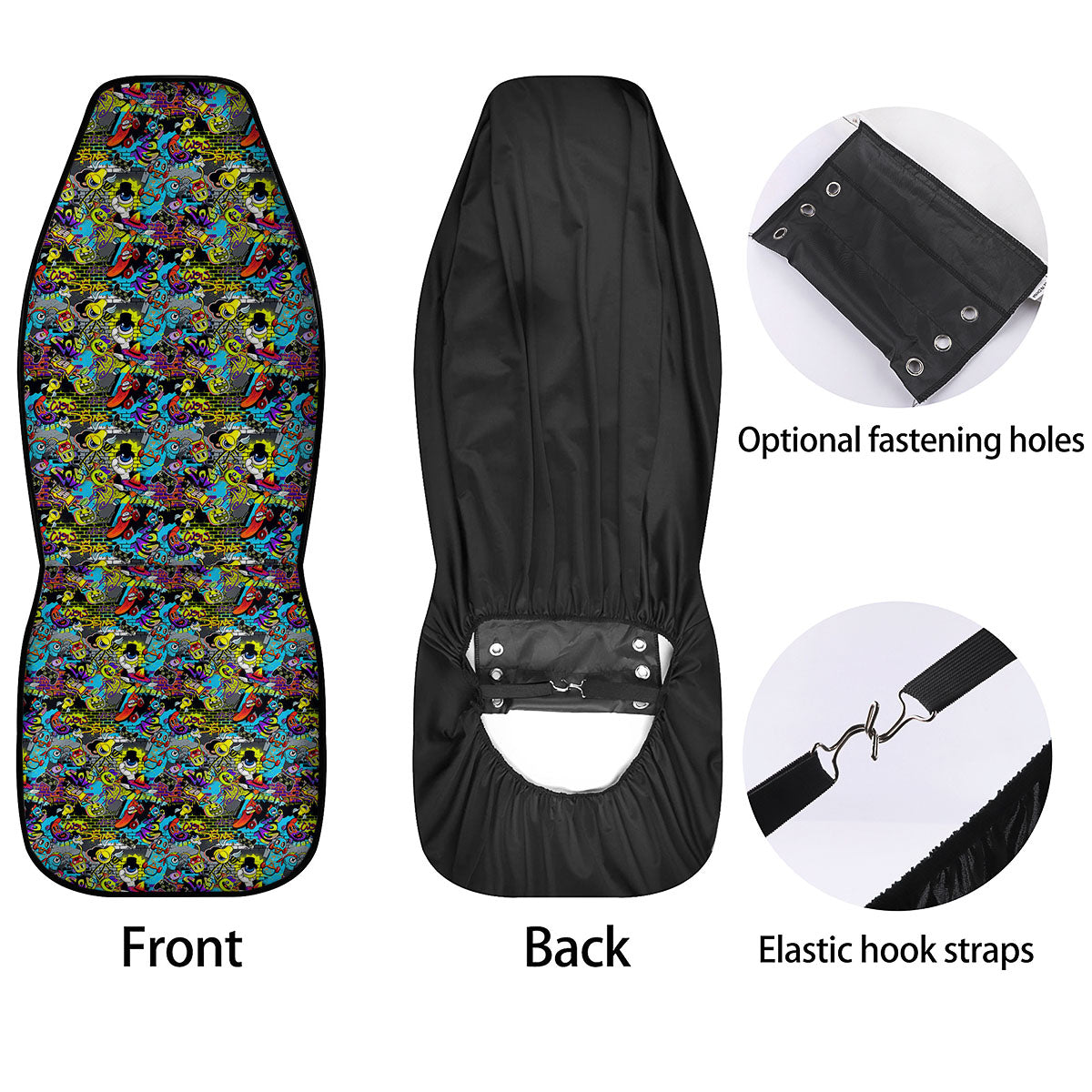 Graffiti Funky Print Pattern Car Seat Covers-grizzshop