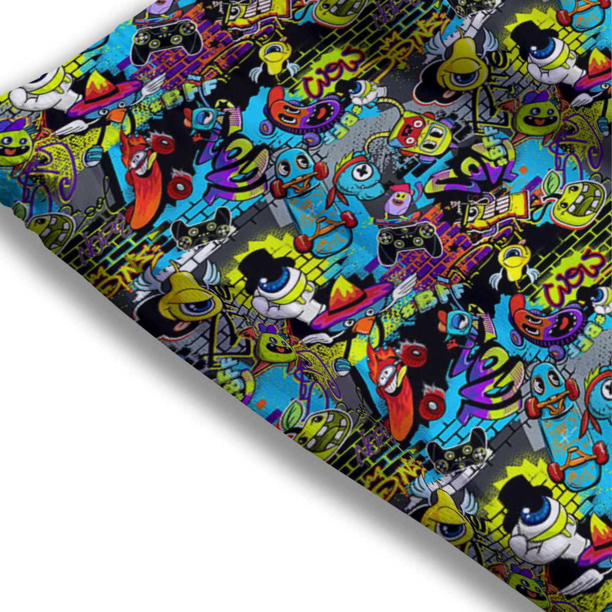 Graffiti Funky Print Pattern Mesh Shorts-grizzshop