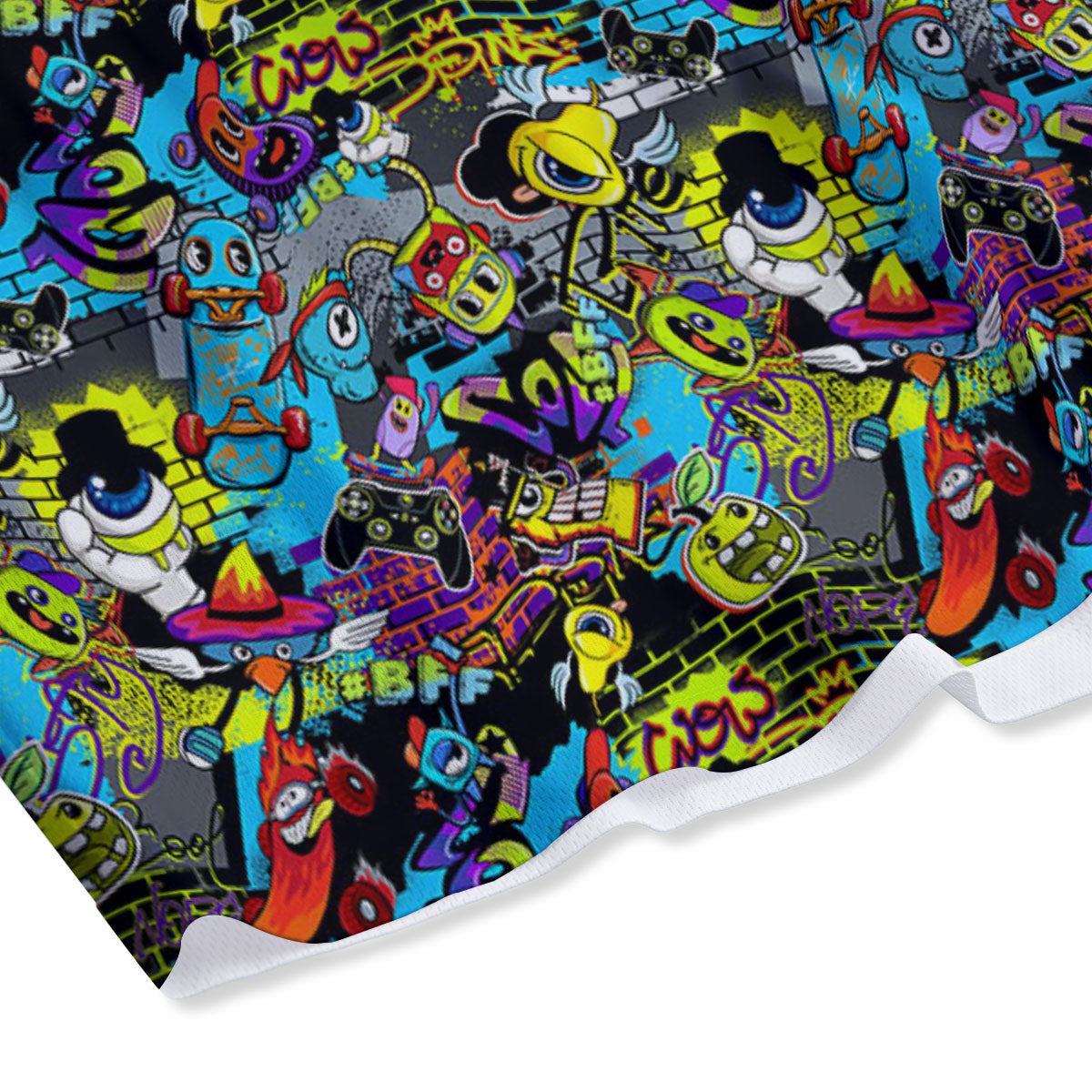 Graffiti Funky Print Pattern Mesh Shorts-grizzshop