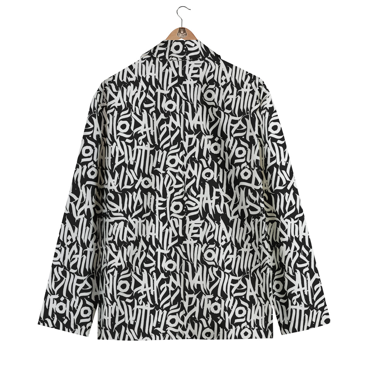 Graffiti Grunge White Text Abstract Print Men's Blazer-grizzshop