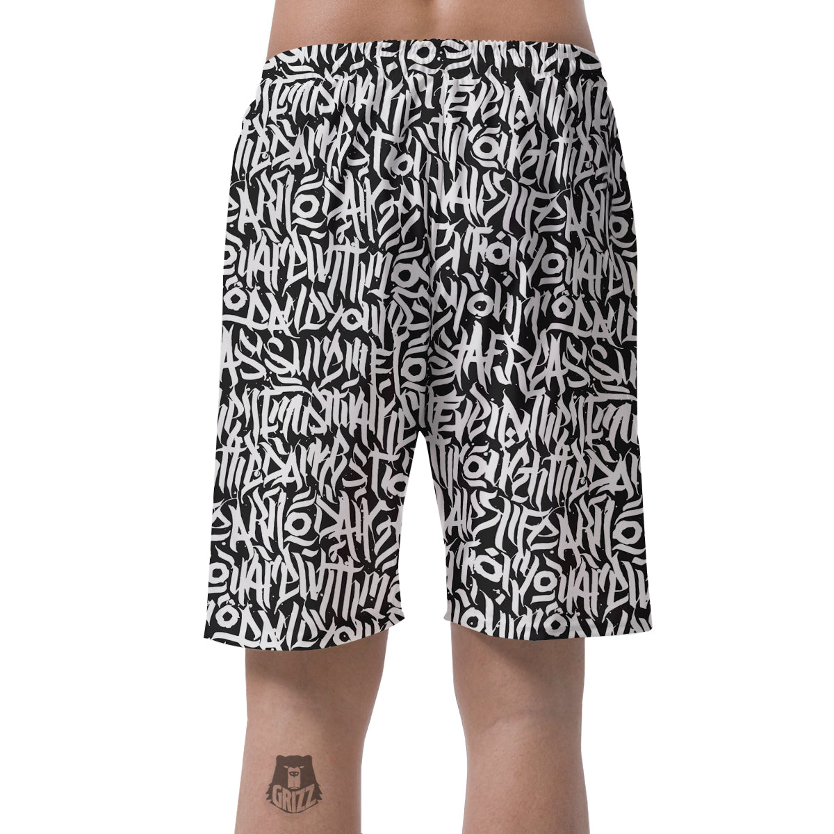 Graffiti Grunge White Text Abstract Print Men's Shorts-grizzshop