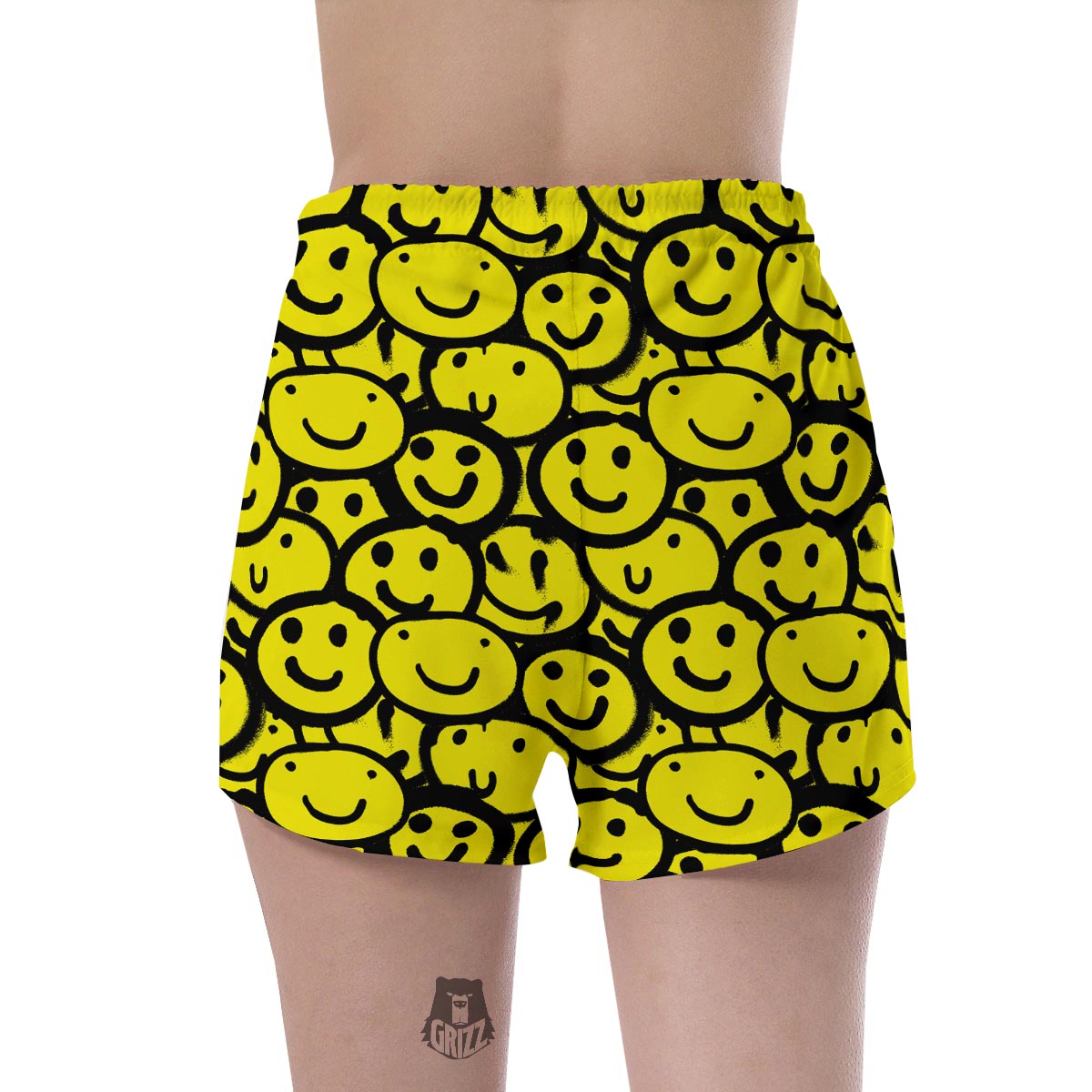 Graffiti Happy Emoji Print Women's Shorts-grizzshop
