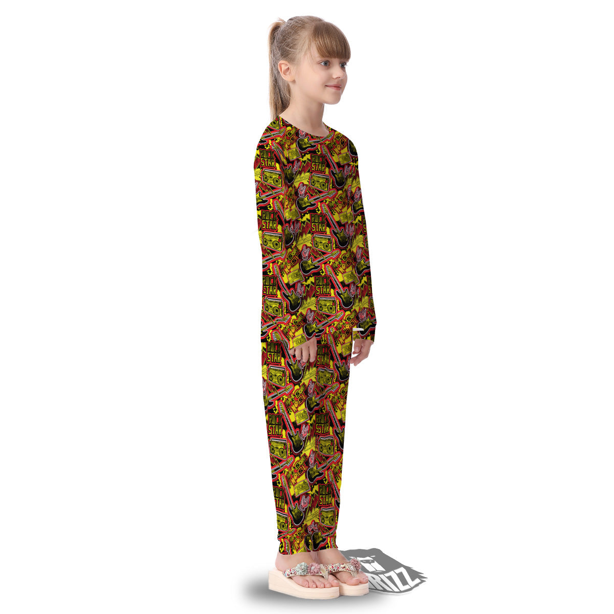 Graffiti Music Rock Star Print Pattern Kid's Pajamas-grizzshop