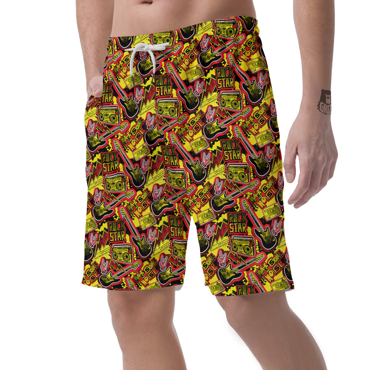 Graffiti Music Rock Star Print Pattern Men's Shorts-grizzshop