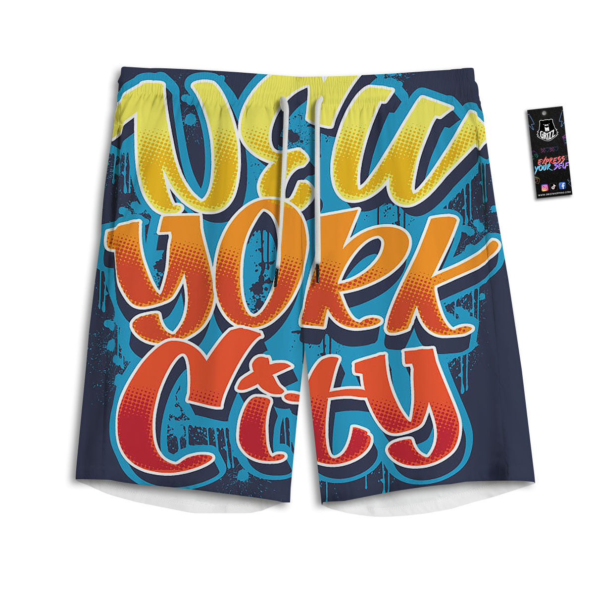 Graffiti NYC Print Men's Athletic Shorts