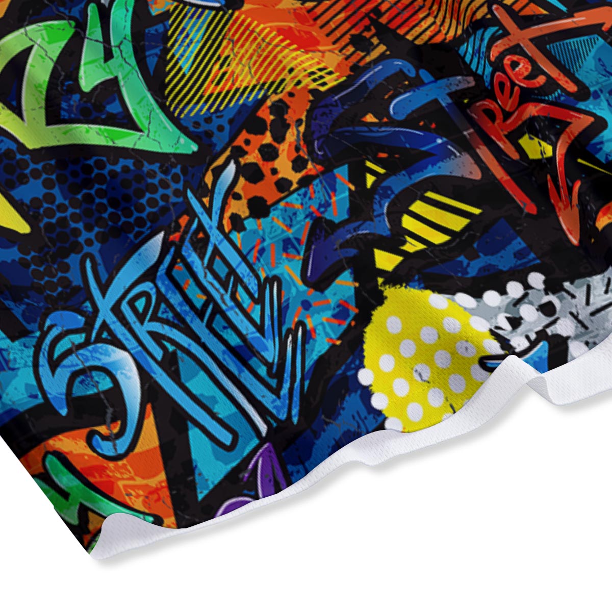 Graffiti Retro Print Pattern Mesh Shorts