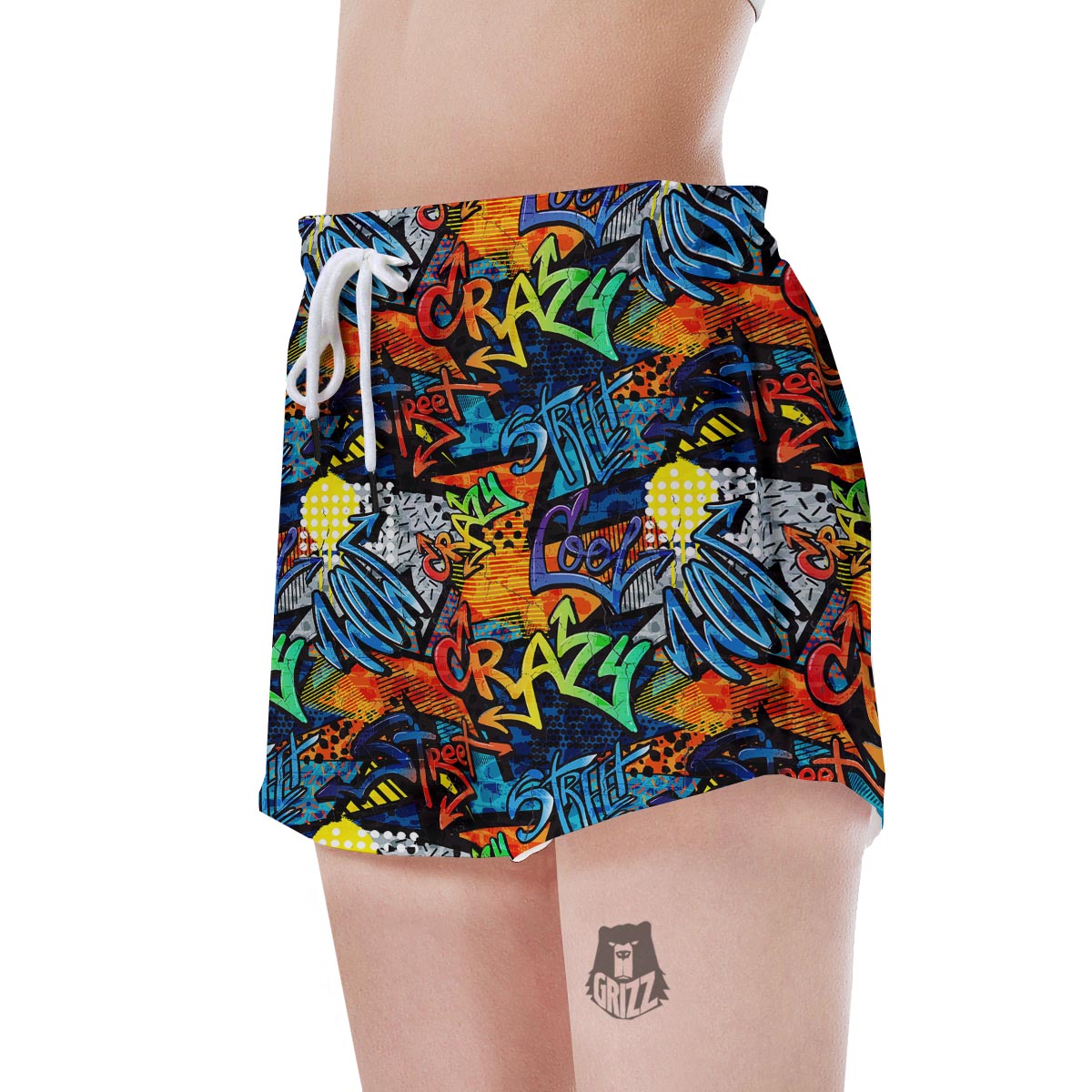 Graffiti Retro Print Pattern Women's Shorts-grizzshop