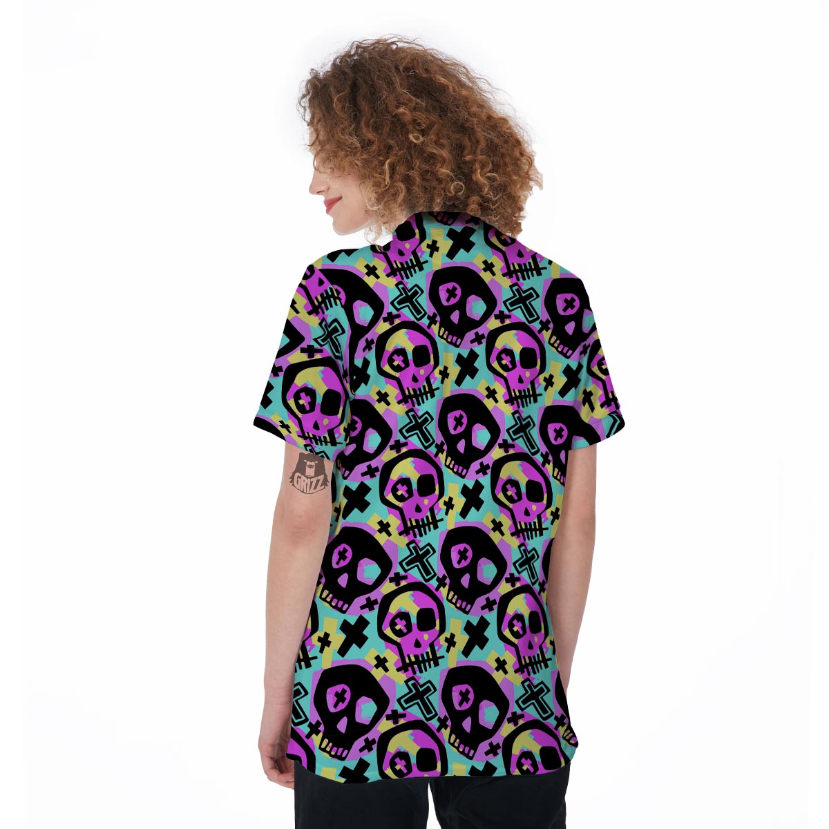 Graffiti Skull Women's Golf Shirts-grizzshop