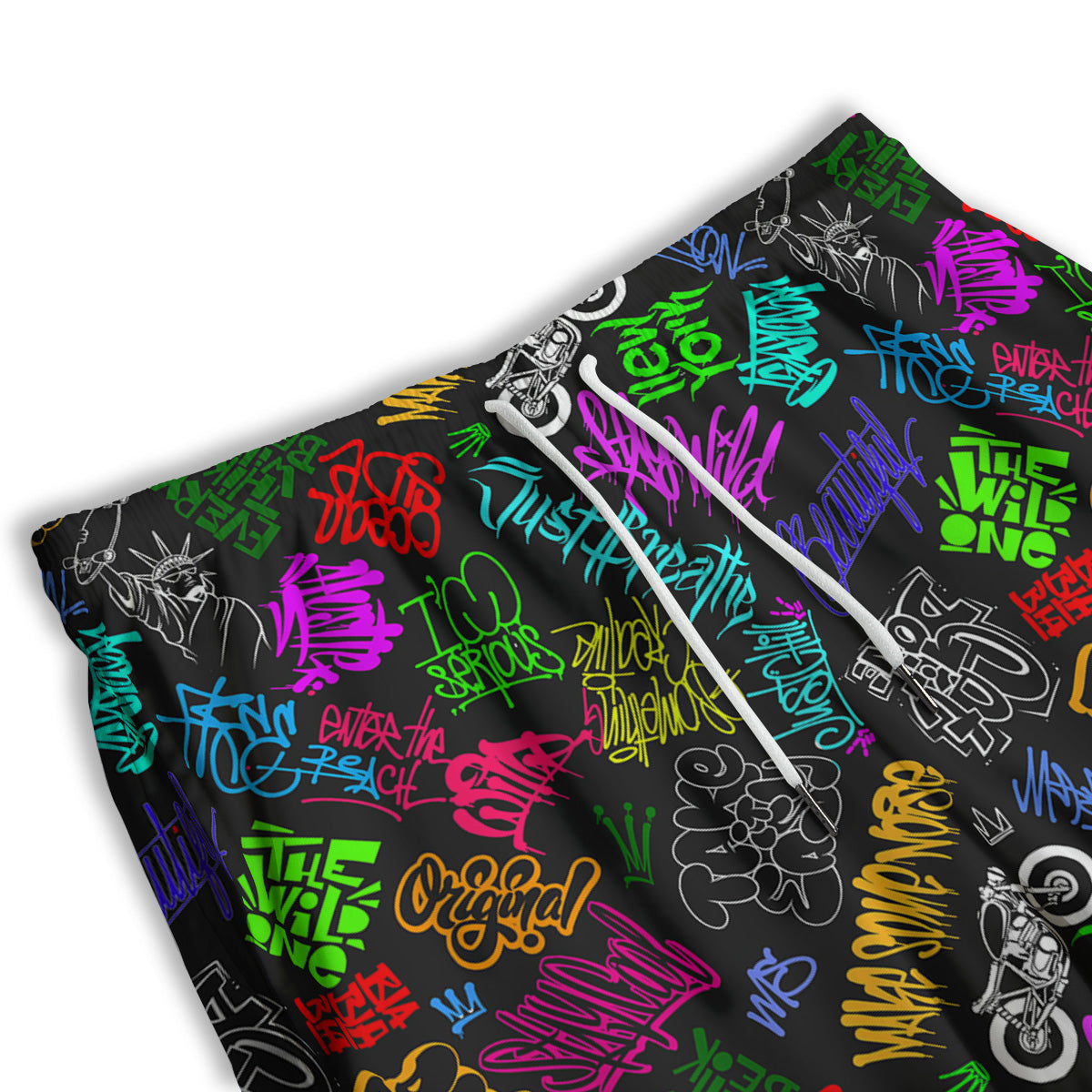 Graffiti Text Colorful Urban Elements Print Pattern Men's Athletic Shorts