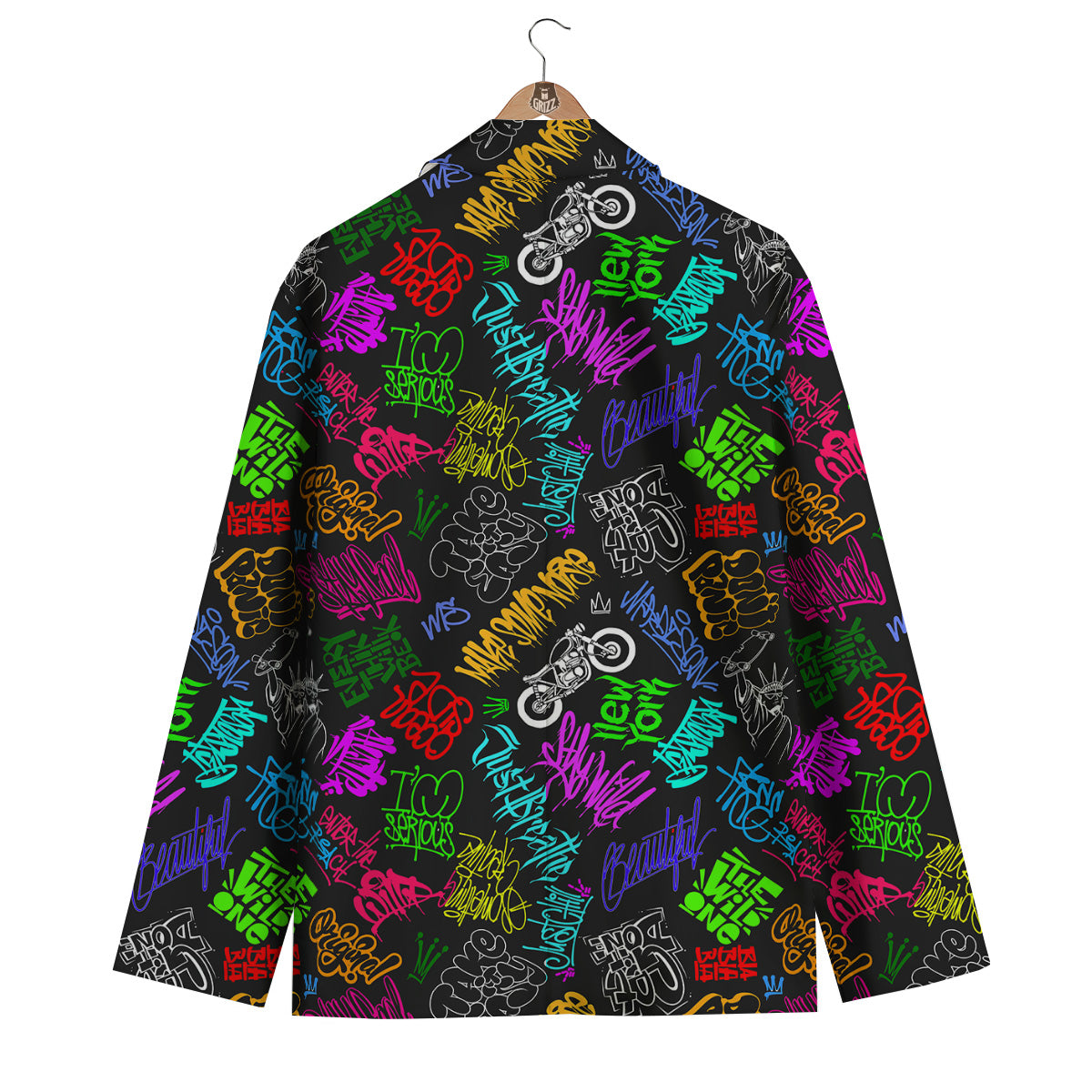 Graffiti Text Colorful Urban Elements Print Pattern Men's Blazer-grizzshop