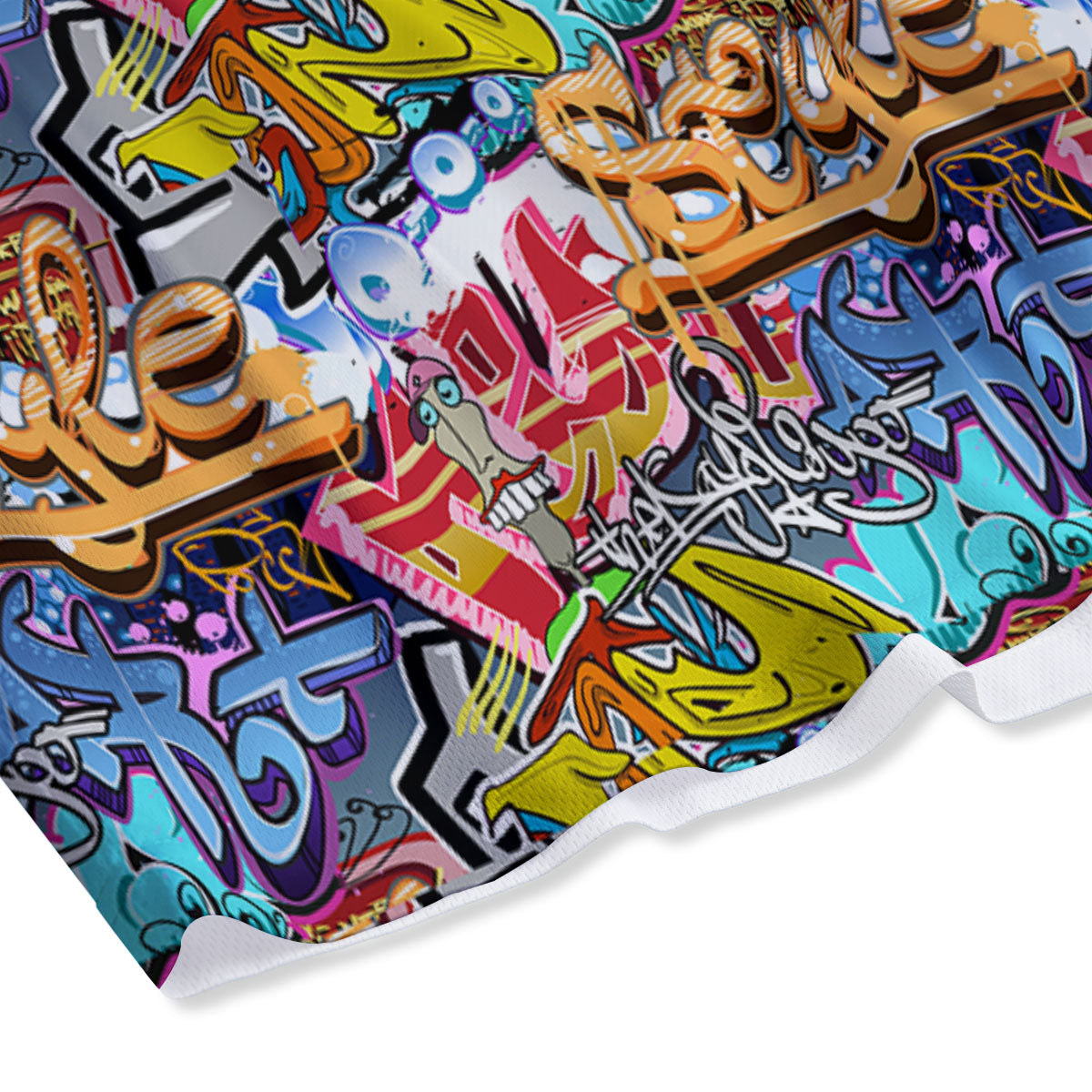 Graffiti Wall Print Mesh Shorts
