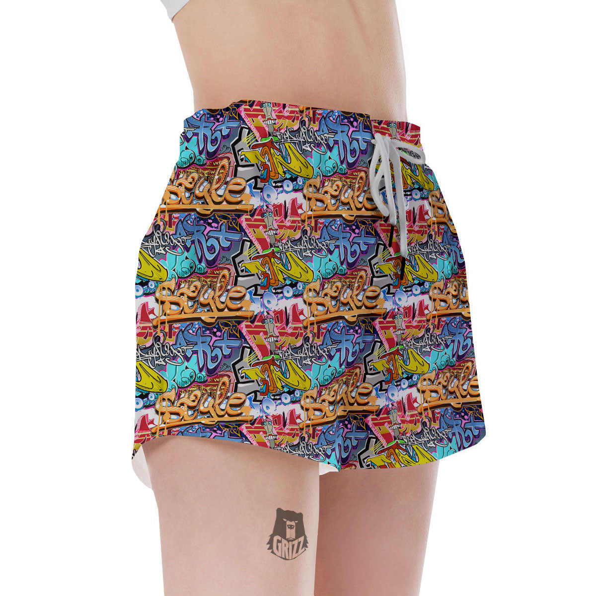 Graffiti Wall Print Women's Shorts-grizzshop