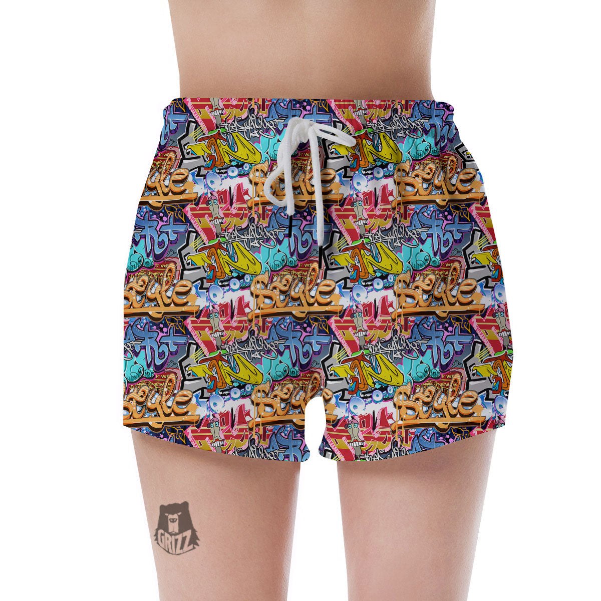 Graffiti Wall Print Women's Shorts-grizzshop