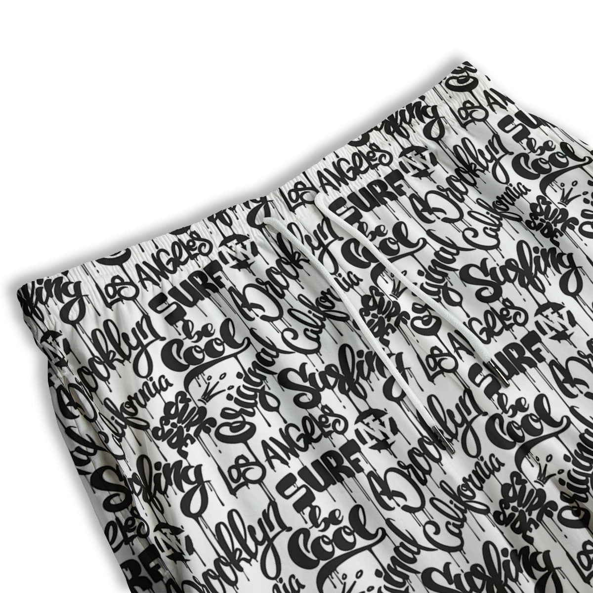 Graffiti White And Black Print Pattern Men's Athletic Shorts