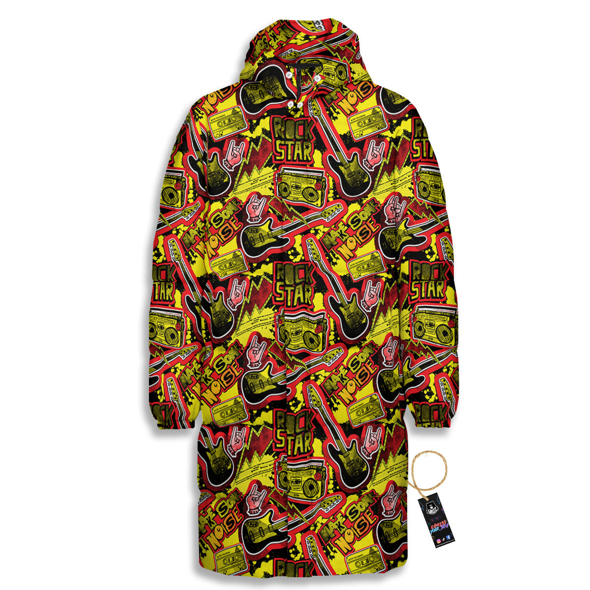 Graffiti Music Rock Star Print Pattern Long Down Jacket