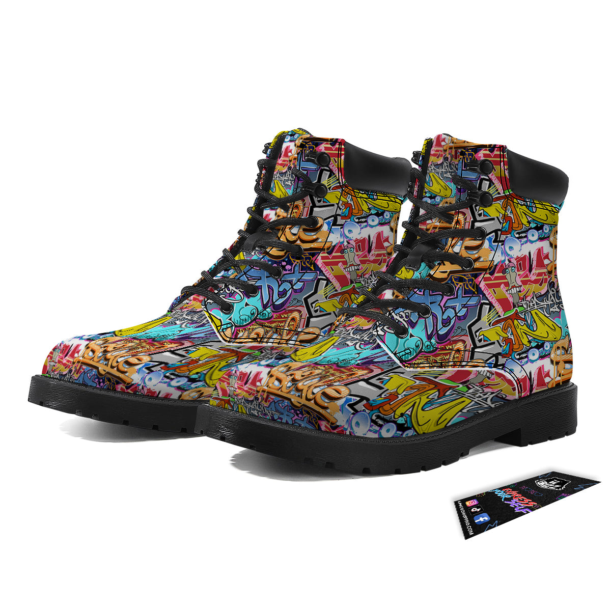 Graffity Street Art Print Pattern Boots-grizzshop