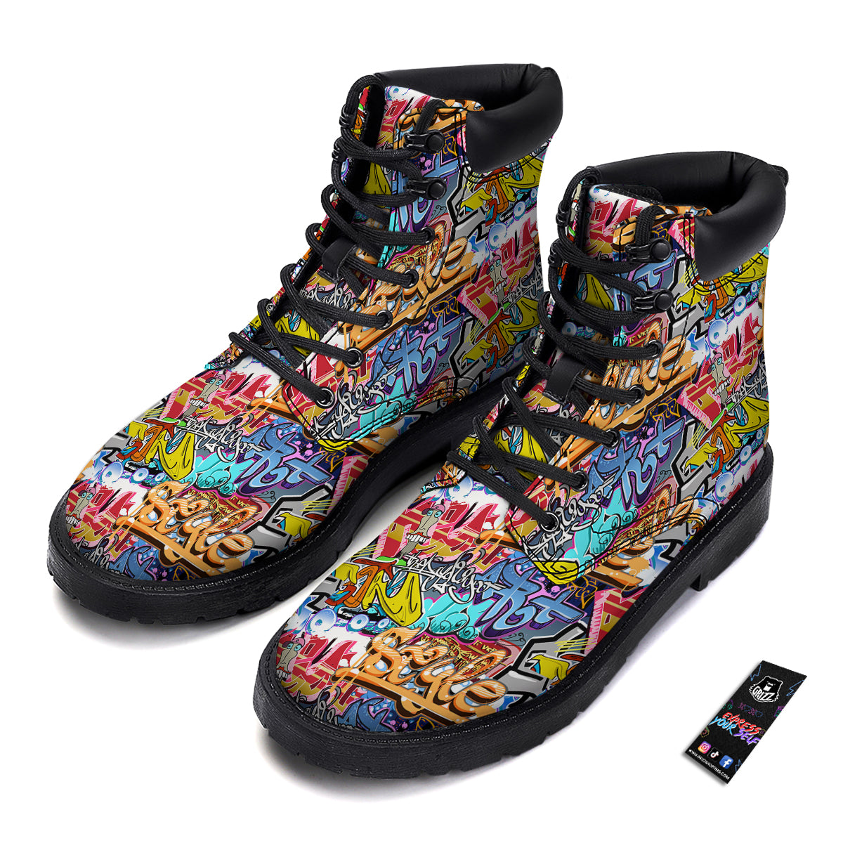 Graffity Street Art Print Pattern Boots-grizzshop