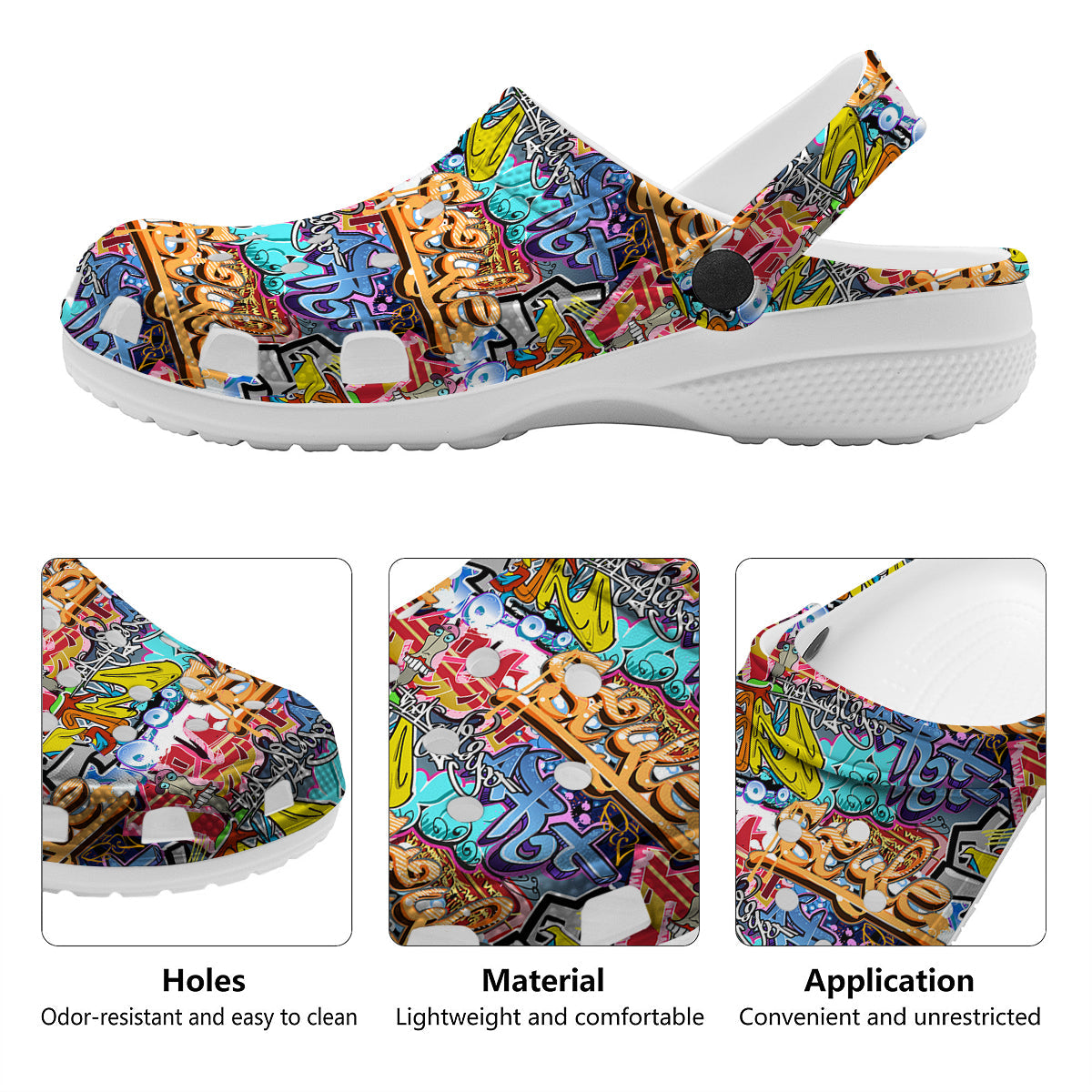 Graffity Street Art Print Pattern Clog-grizzshop
