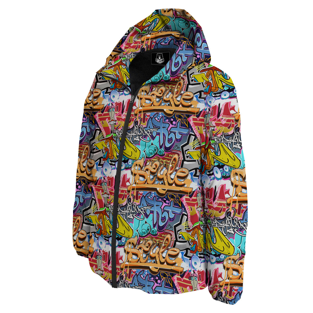 Graffity Street Art Print Pattern Down Jacket-grizzshop