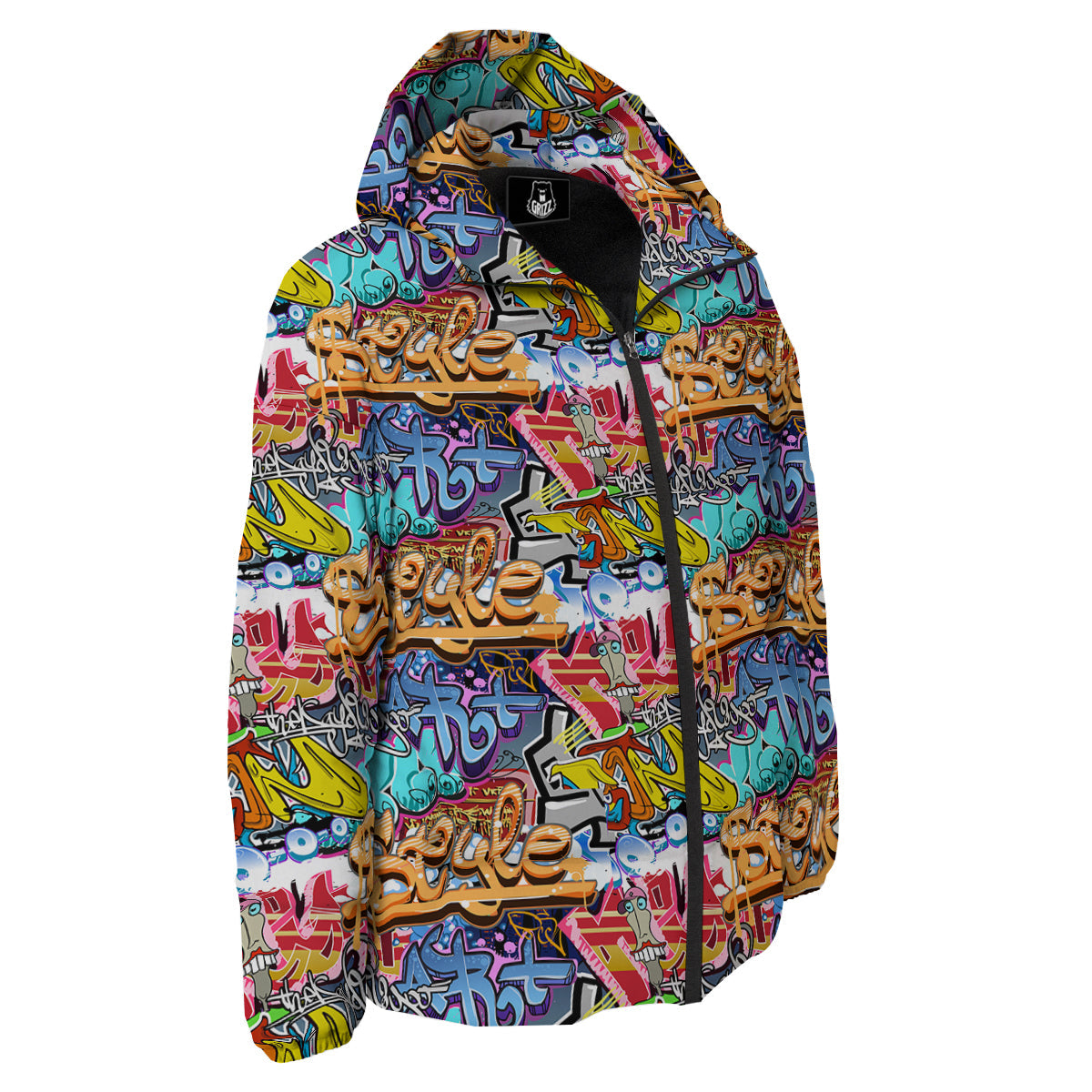 Graffity Street Art Print Pattern Down Jacket-grizzshop
