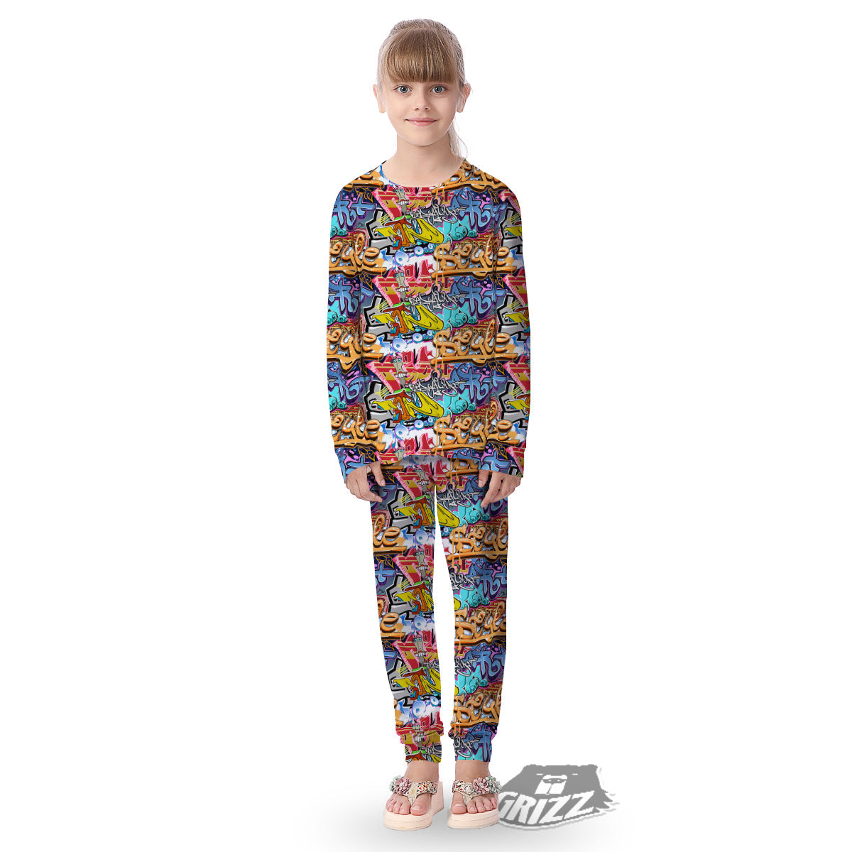 Graffity Street Art Print Pattern Kid's Pajamas-grizzshop