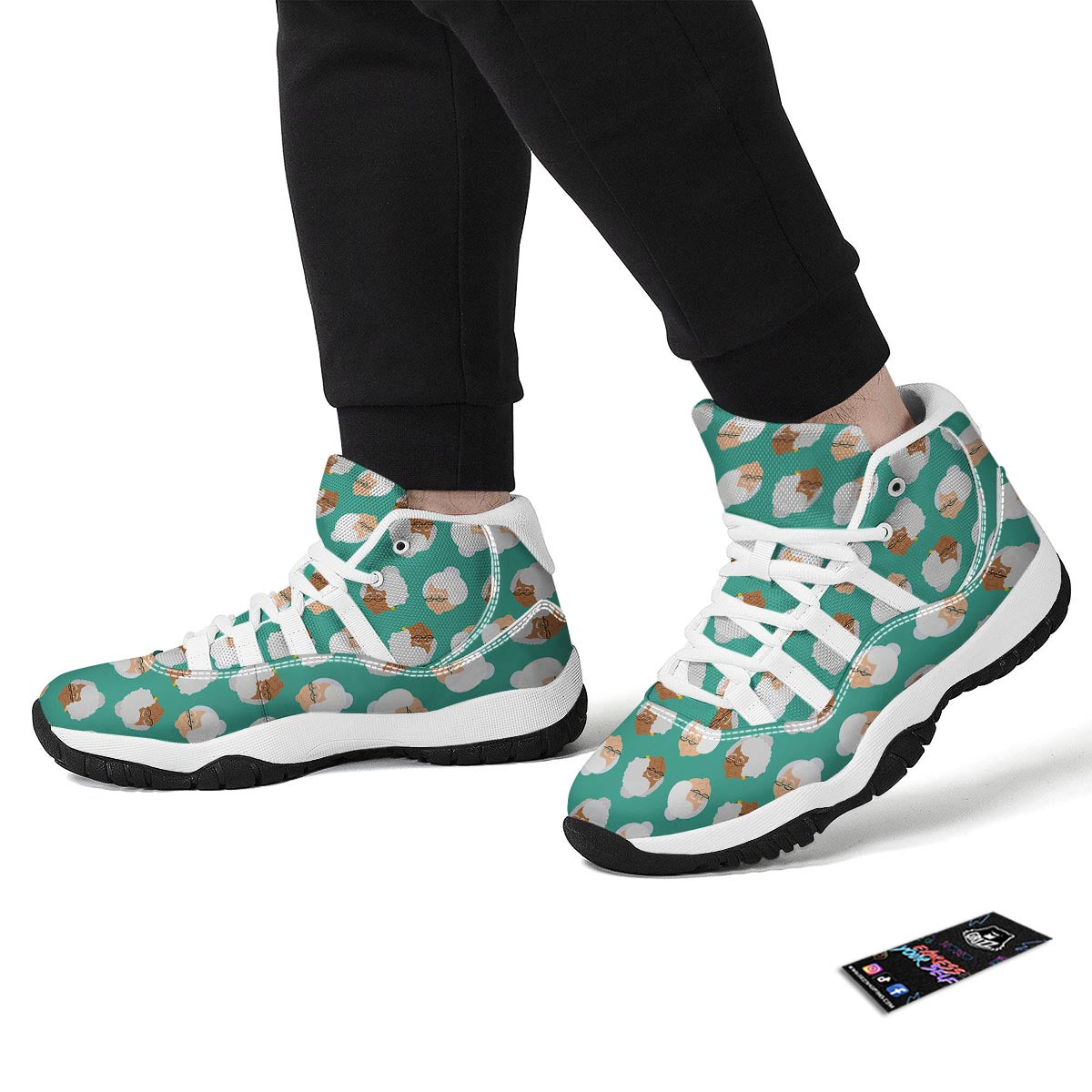 Grandma Nana Print Pattern White Bball Shoes-grizzshop
