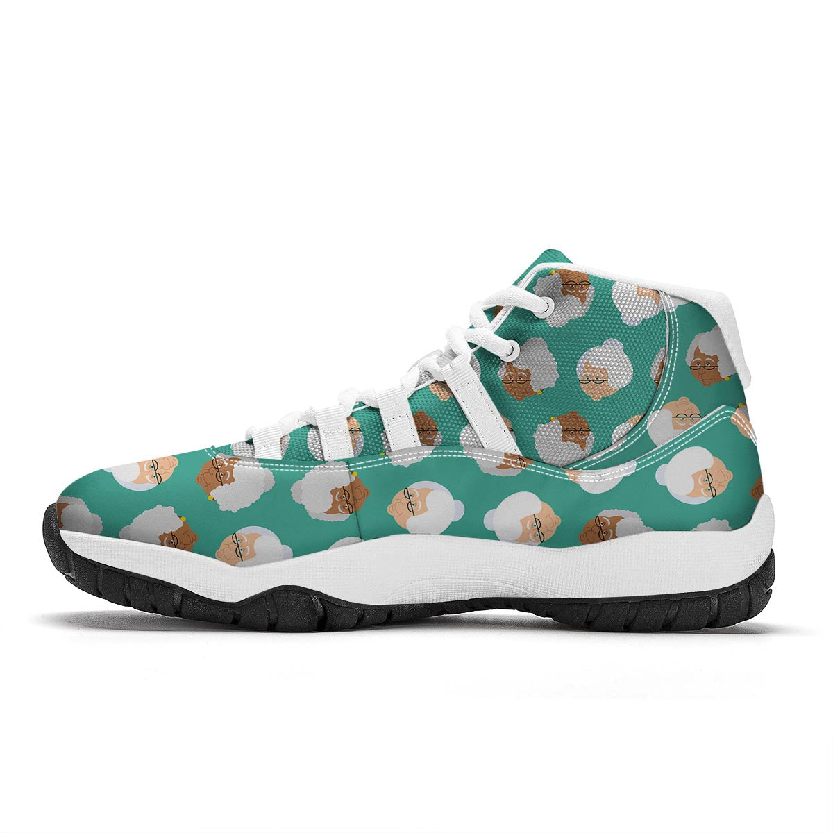 Grandma Nana Print Pattern White Bball Shoes-grizzshop