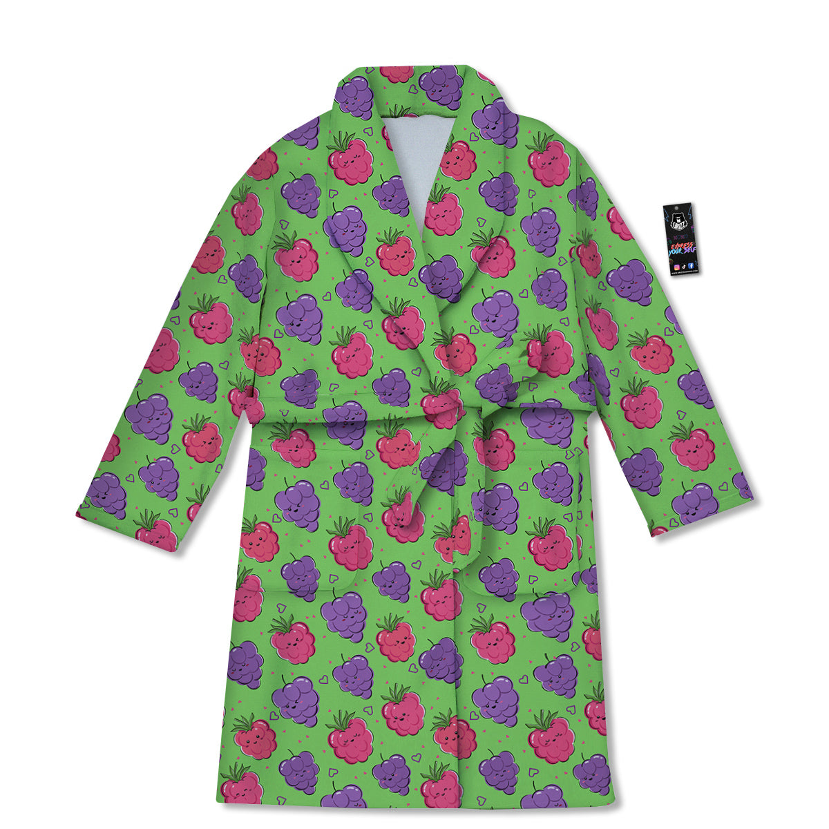 Grape Cute Print Pattern Bathrobe-grizzshop
