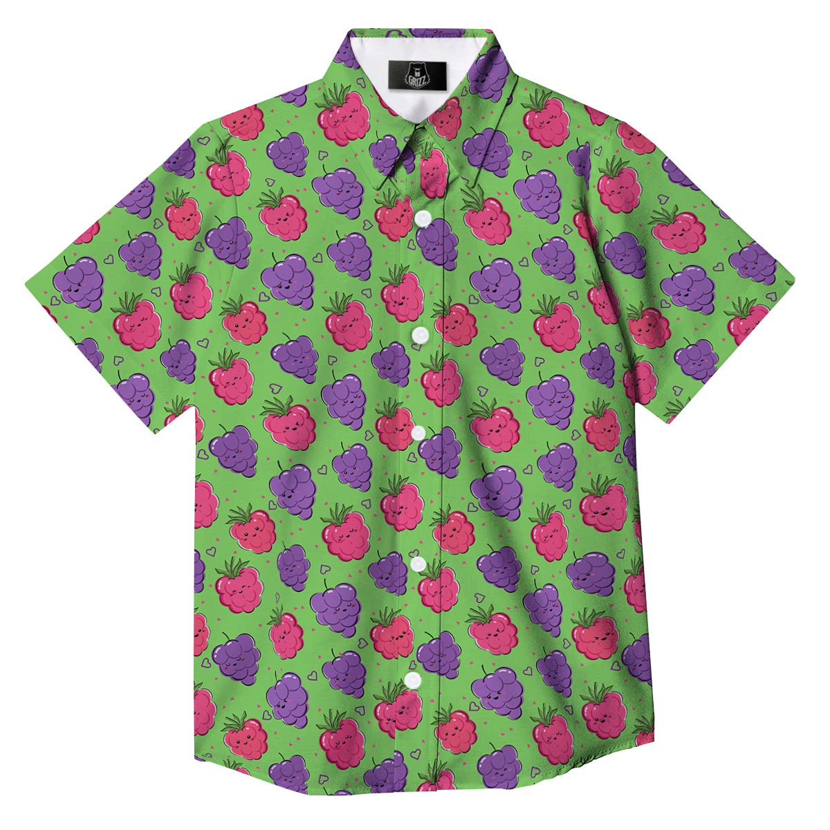 Grape Cute Print Pattern Button Up Shirt-grizzshop