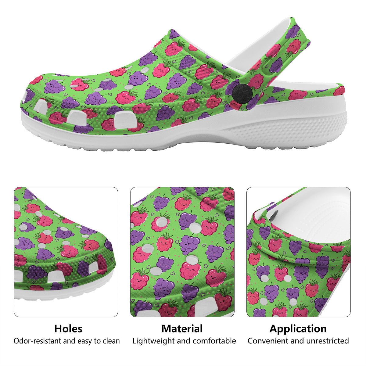 Grape Cute Print Pattern Clog-grizzshop