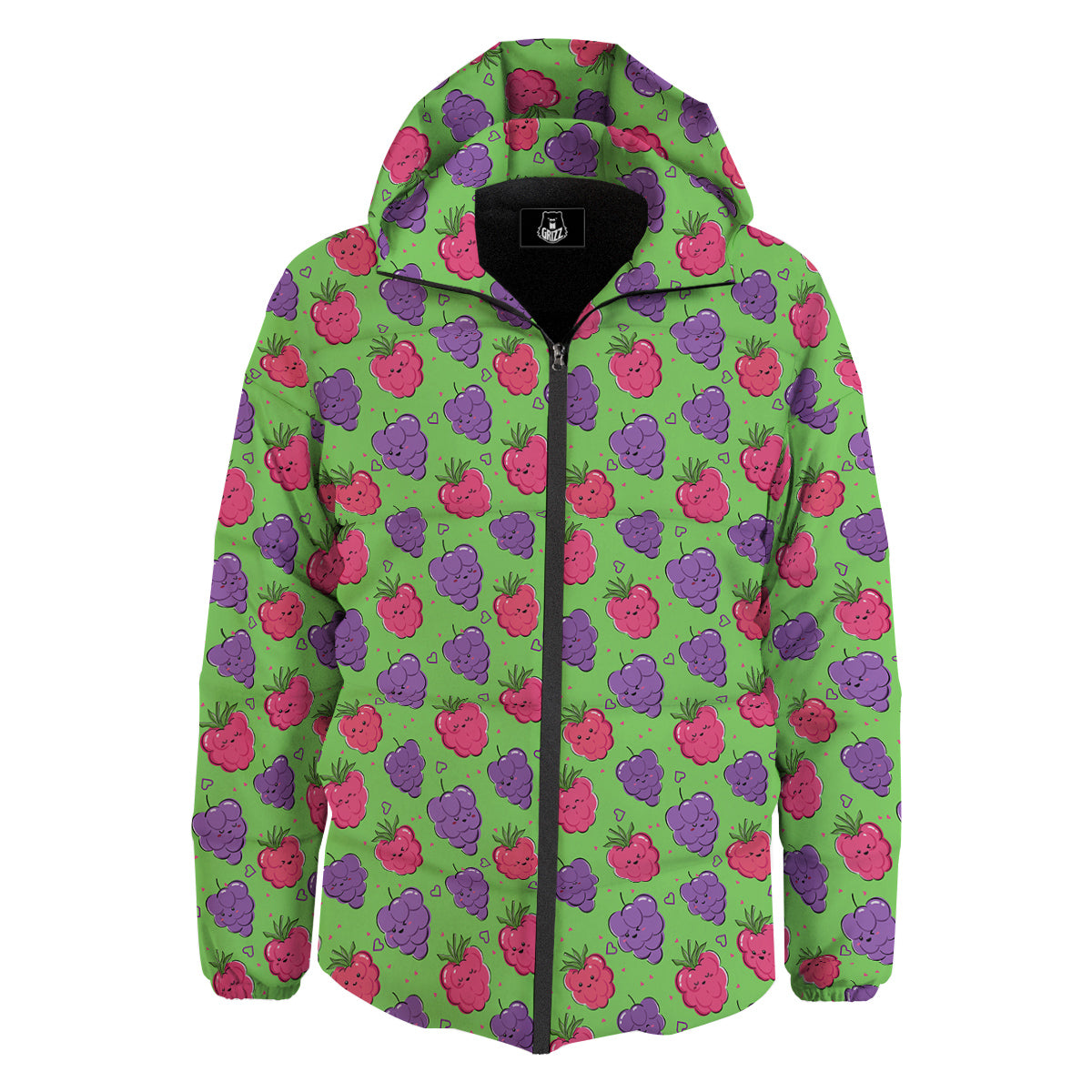 Grape Cute Print Pattern Down Jacket-grizzshop
