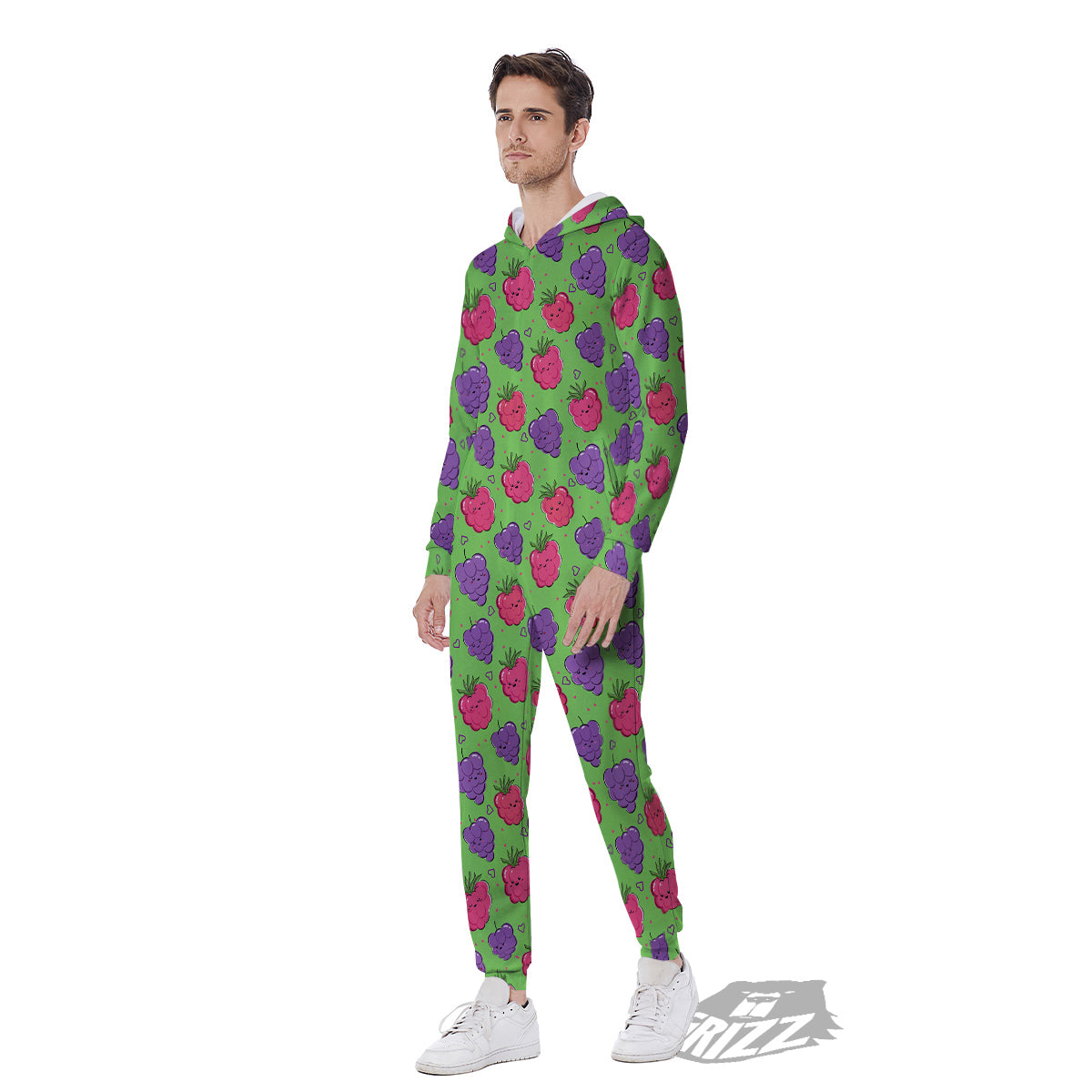Grape Cute Print Pattern Men's Jumpsuit-grizzshop