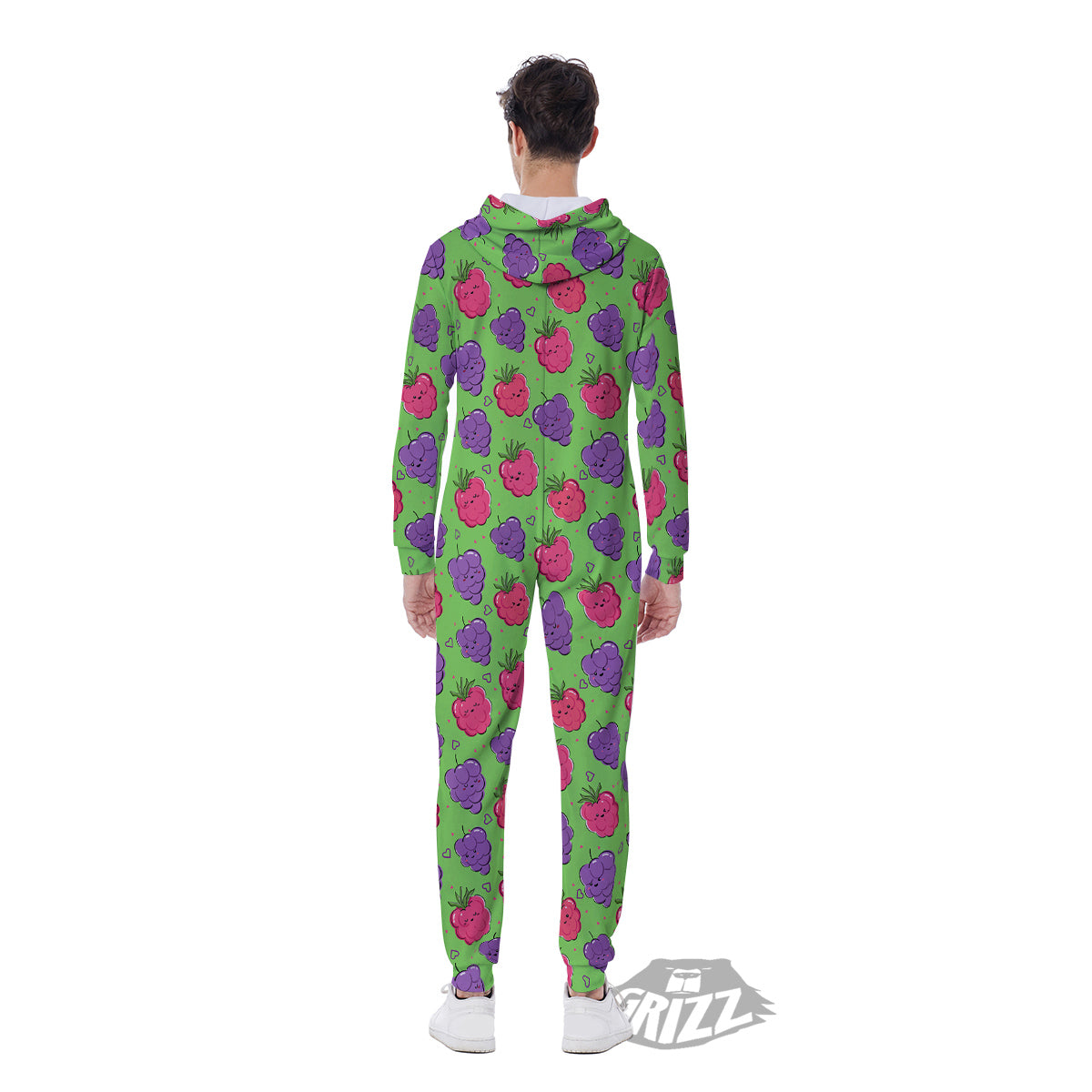 Grape Cute Print Pattern Men's Jumpsuit-grizzshop