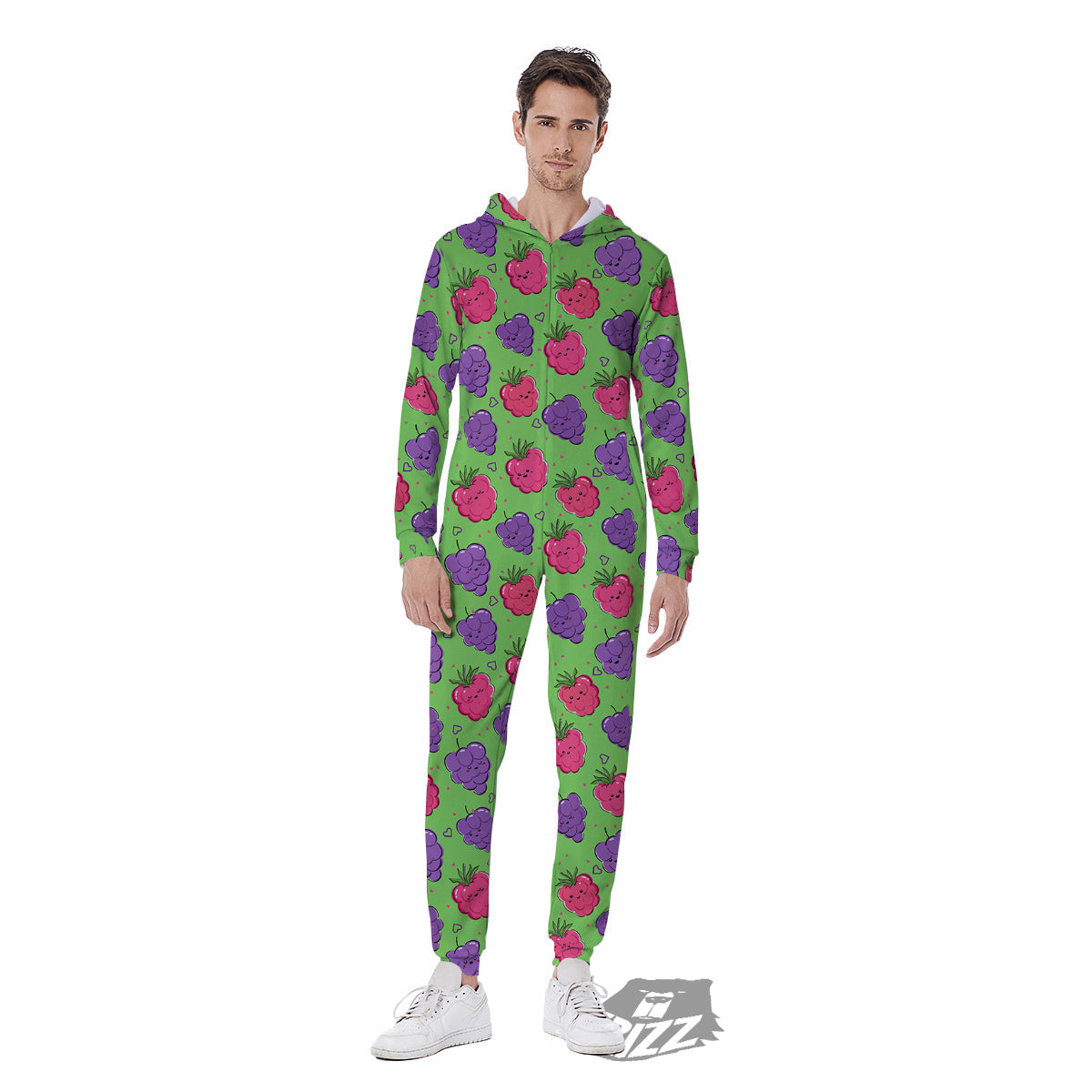 Grape Cute Print Pattern Men's Jumpsuit-grizzshop