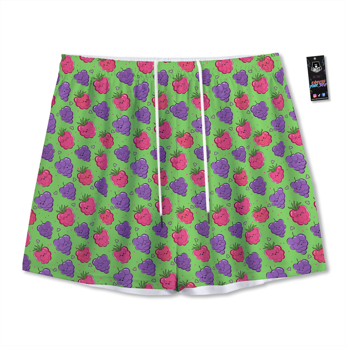 Grape Cute Print Pattern Mesh Shorts-grizzshop