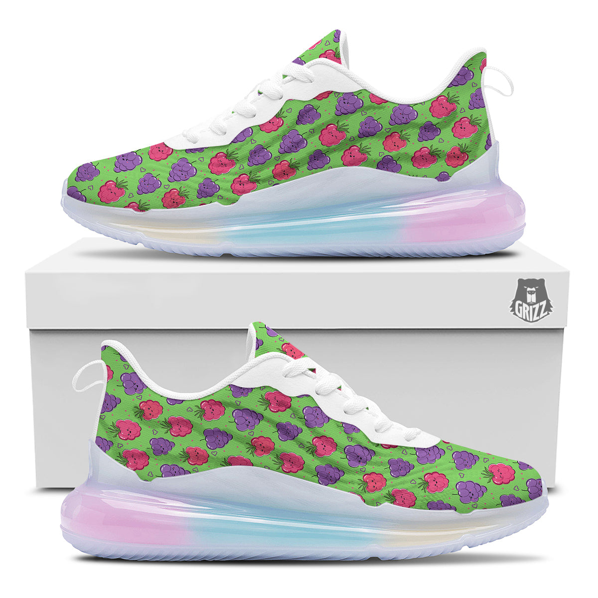 Grape Cute Print Pattern Running Sneakers-grizzshop