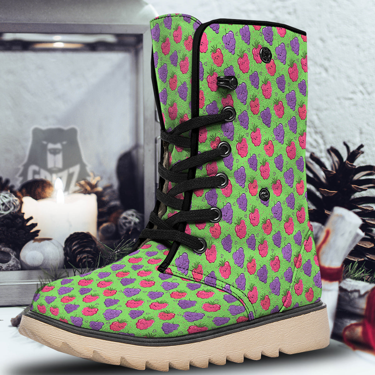 Grape Cute Print Pattern Snow Boots-grizzshop